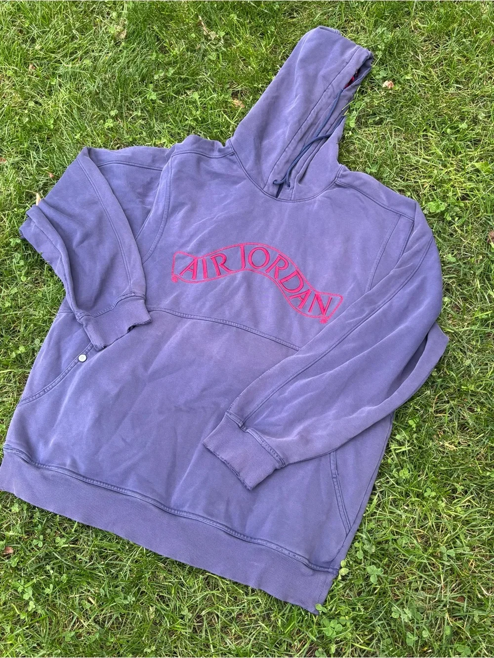 Jordan Men’s Blue Crewneck Hoodie with Red Air Jordan Logo
